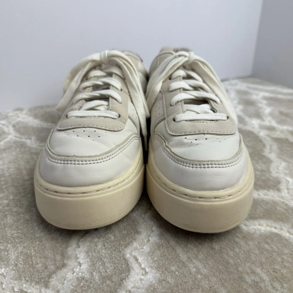 Zara‎ Women's Platform Sneakers White Beige Pink Size 36 (US 6) Leather Suede